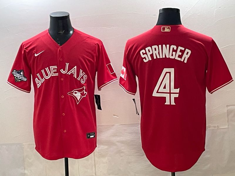Men 2025 Toronto Blue Jays #4 Springer red Game Nike MLB Jersey 003